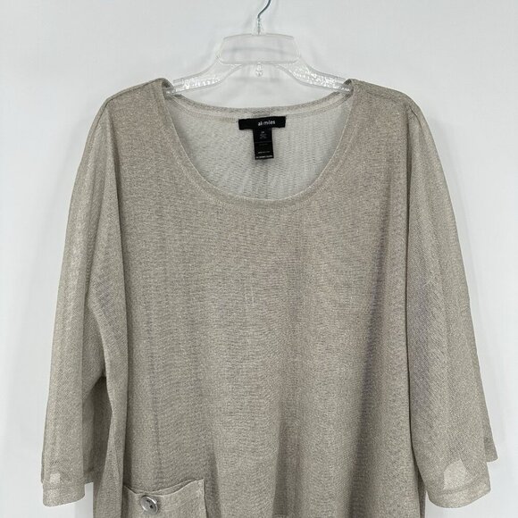 shirt top blouse tunic batwing sheer artsy lagenlook layered beige 2X - Picture 4 of 9